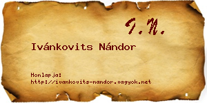 Ivánkovits Nándor névjegykártya